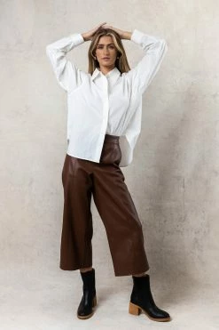 AARON & AMBER Marion Cropped Culottes In Brown New Arrivals