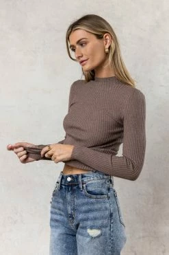 TIMING INC Jackie Mock Neck In Mocha Tops