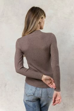 Hot Sale 🔔 TIMING INC Jackie Mock Neck In Mocha Tops 🌟 8 TIMING INC Jackie Mock Neck In Mocha Tops