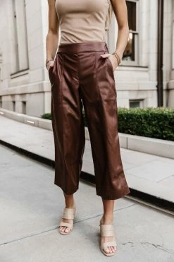 AARON & AMBER Marion Cropped Culottes In Brown New Arrivals