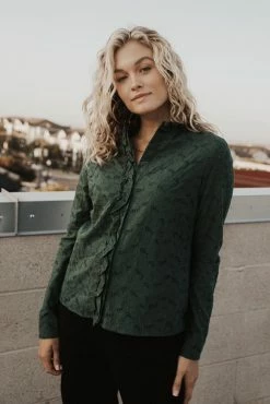 STRUT & BOLT Sofia Eyelet Button Down Top - FINAL SALE