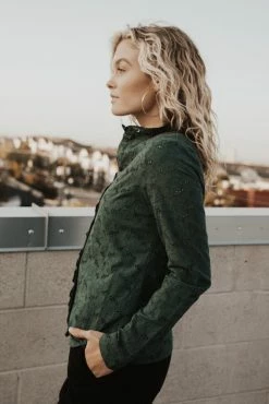 STRUT & BOLT Sofia Eyelet Button Down Top - FINAL SALE