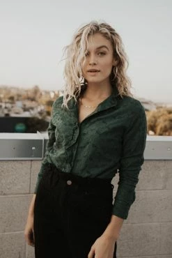 STRUT & BOLT Sofia Eyelet Button Down Top - FINAL SALE