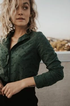 STRUT & BOLT Sofia Eyelet Button Down Top - FINAL SALE