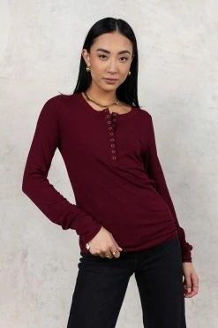 WORUI Ivanna Henley In Burgundy - FINAL SALE