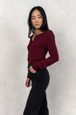WORUI Ivanna Henley In Burgundy - FINAL SALE