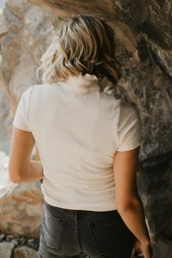 GINGER G Naomi Ribbed Top In Olive - FINAL SALE