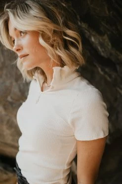 GINGER G Naomi Ribbed Top In Olive - FINAL SALE