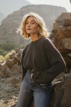 Tres Bien Albie Ribbed Top In Blue - FINAL SALE Tops