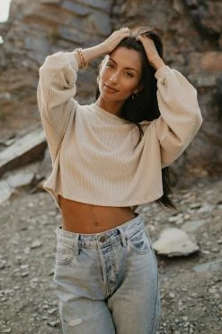 Tres Bien Albie Ribbed Top In Blue - FINAL SALE Tops