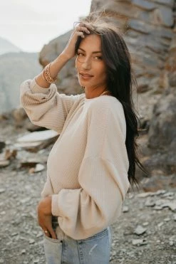 Tres Bien Albie Ribbed Top In Blue - FINAL SALE Tops