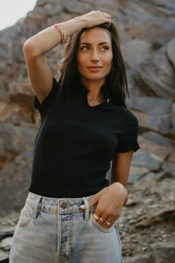 GINGER G Naomi Ribbed Top In Olive - FINAL SALE