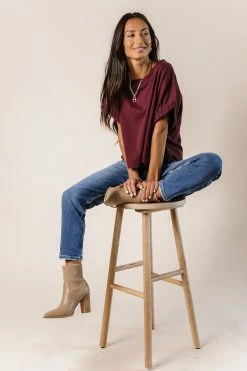 WORUI Priyanka Oversized Top In Burgundy - FINAL SALE