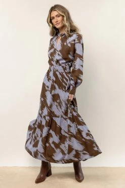 CALISTA New Arrivals Alva Printed Maxi Dress In Brown