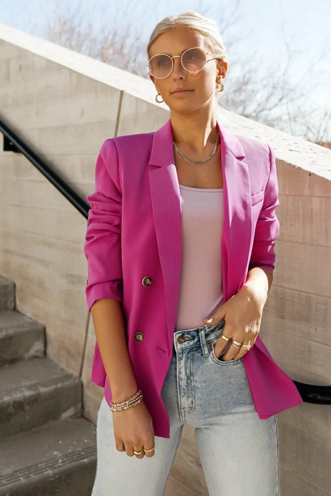 Budget ๐ AARON & AMBER Tops Romaine Blazer In Pink ๐ 10 AARON & AMBER Tops Romaine Blazer In Pink