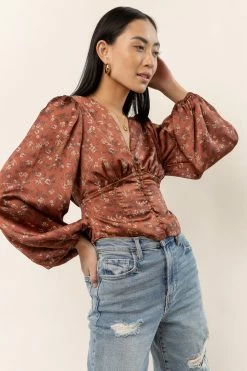 DRESS FORUM Tops Ellie Floral Top In Rust