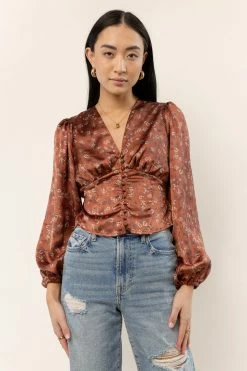 DRESS FORUM Tops Ellie Floral Top In Rust