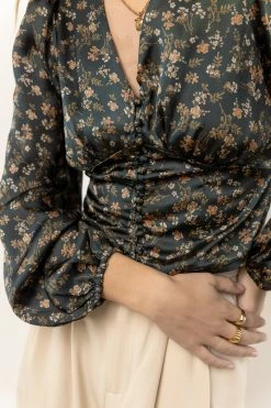 DRESS FORUM Ellie Floral Top In Teal