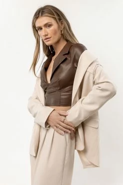 Flash Sale 😉 LE LIS Emery Vegan Leather Top Tops 🛒 6 LE LIS Emery Vegan Leather Top Tops