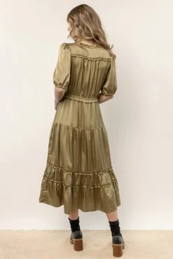 CALISTA Erika Midi Dress In Olive
