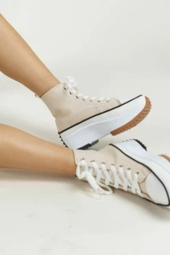 FREE SOUL/MIRACLE MILE Kiera Platform Sneakers In Beige - FINAL SALE