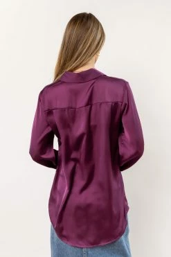 FUN 2 FUN Tops Keagan Button Up In Purple - FINAL SALE