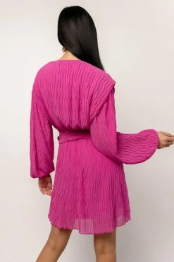 CRESCENT Kinny Tie Wrap Dress In Fuchsia