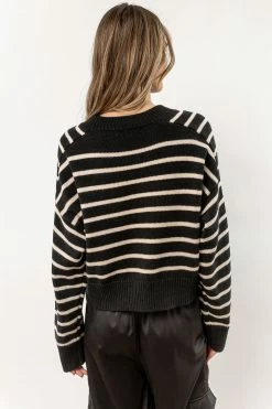 OLIVACEUOS Tops Kyler Striped Sweater In Black