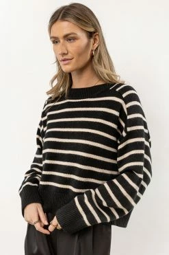 OLIVACEUOS Tops Kyler Striped Sweater In Black