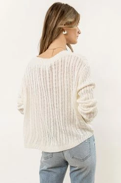 MITTO SHOP Liv Cable Knit Sweater In Ivory New Arrivals