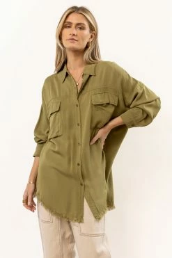 LIME N CHILI Marc Button Down In Olive New Arrivals
