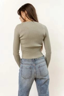 MISS LOVE Meera Ribbed Top In Sage - FINAL SALE Tops