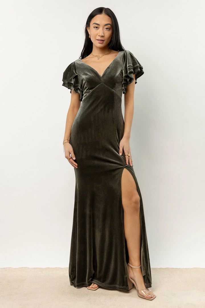 Brand new 👍 RICARICA Ray Velour Maxi 👗 Dress In Green New Arrivals 👍 5 RICARICA Ray Velour Maxi Dress In Green New Arrivals