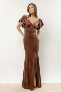 RICARICA Ray Velour Maxi Dress In Mauve