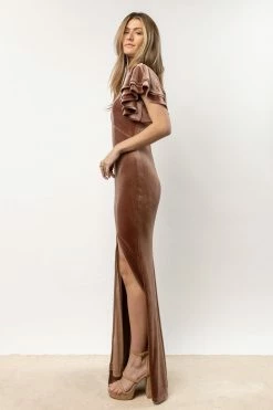 RICARICA Ray Velour Maxi Dress In Mauve