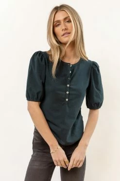 SINA Tops Rei Button Up In Teal