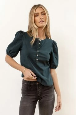 SINA Tops Rei Button Up In Teal