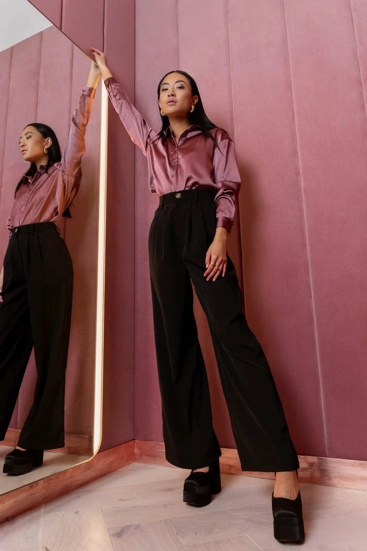 Cheap โค๏ธ AARON & AMBER Romaine Wide Leg Pants In Black ๐ 1 AARON & AMBER Romaine Wide Leg Pants In Black