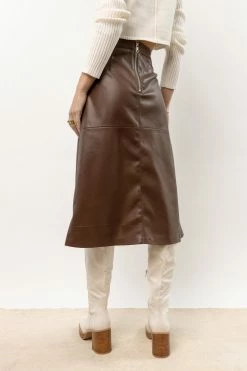 AARON & AMBER Saige Midi Skirt In Brown