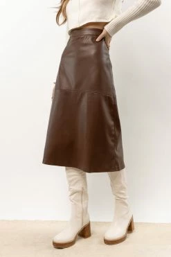 AARON & AMBER Saige Midi Skirt In Brown