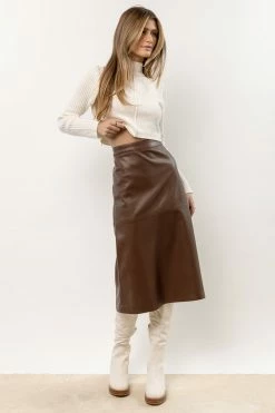 AARON & AMBER Saige Midi Skirt In Brown