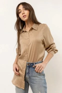 LIME N CHILI Scout Button Down In Tan - FINAL SALE