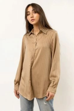 LIME N CHILI Scout Button Down In Tan - FINAL SALE