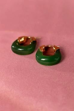 DG JEWELRY Sophie Gold Hoop Earrings In Green