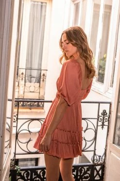 Mustard Seed Evie Mini Dress In Clay Dresses