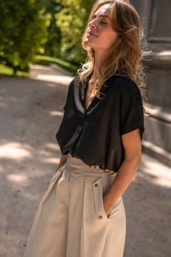 Mustard Seed Stacy Blouse In Black - FINAL SALE