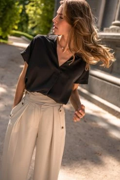 Mustard Seed Stacy Blouse In Black - FINAL SALE