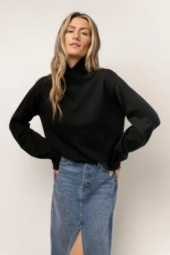 WORUI Trysta Mock Neck Sweater In Black Tops