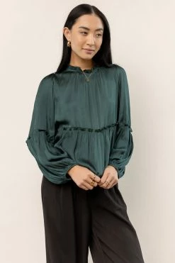 CALISTA New Arrivals Valeria Blouse In Hunter Green