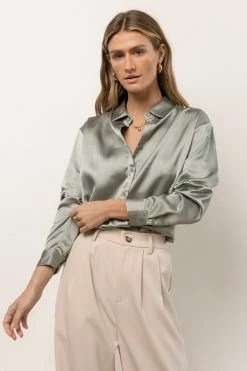LUMIERE Apollo Button Up In Sage New Arrivals